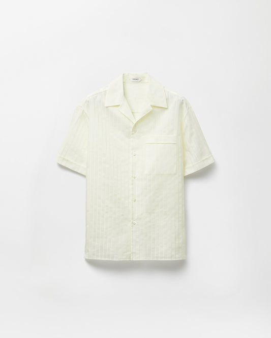 Premium Ivory Textured Cuban Collar Half Sleeve Shirt for Men | Minimal Casual Summer Shirt