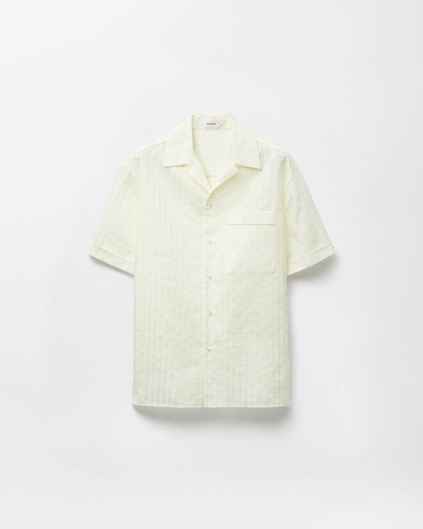 Premium Ivory Textured Cuban Collar Half Sleeve Shirt for Men | Minimal Casual Summer Shirt